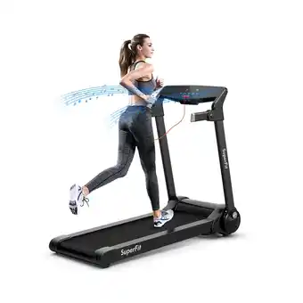 Best Buy Superfit 3hp folding electric treadmill running machine w/ bluetooth speaker offer