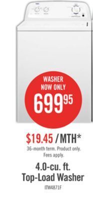 The Brick Inglis 4.0 cu. ft. top-load washer – itw4871fw offer