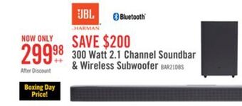 The Brick Jbl bar deep bass 2.1 soundbar and wireless subwoofer - jbl2gbar21dbblkam offer