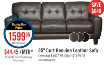 The Brick Curt genuine leather sofa - grey offer
