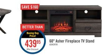The Brick Asher 60" tv stand with log fireplace offer