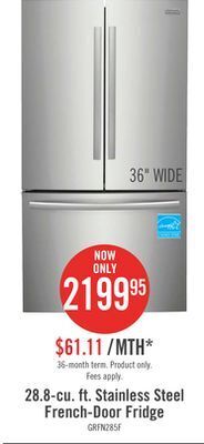 The Brick Frigidaire gallery 28.8 cu. ft. french-door refrigerator - grfn2853af offer