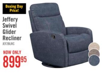 The Brick Jeffery velvet swivel glider recliner - indigo offer