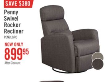 The Brick Penny linen-look fabric swivel rocker recliner - grey offer