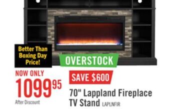 The Brick Lappland 70" tv stand with crystal ember firebox offer