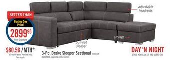 The Brick Drake 3-piece faux suede right-facing sleeper sectional - cement offer