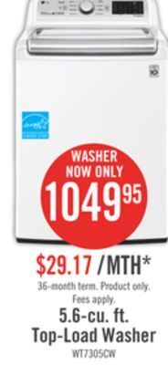 The Brick Lg 5.6 cu. ft. top-load washer - wt7305cw offer