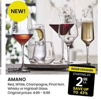 Stokes Amano red, white, champagne, pinot noir, whisky or highball glass offer