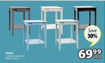 JYSK Poole 1 drawer nightstand offer