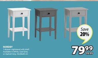 JYSK Nordby 1-drawer nightstand offer