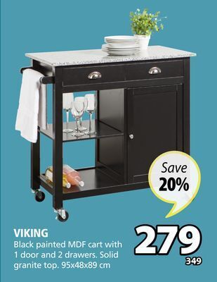 JYSK Viking black painted mdf cart offer