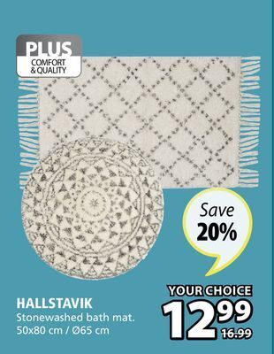 JYSK Hallstavik stonewashed bath mat offer