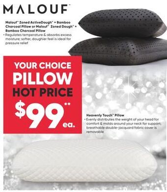 Sleep Country Malouf zoned activedough + bamboo charcoal pillow or malouf zoned dough + bamboo charcoal pillow offer