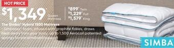 Sleep Country The simba® hybrid 1500 mattress offer
