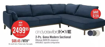 The Brick Gena 2-piece linen-look fabric right-facing sectional | ottoman offer