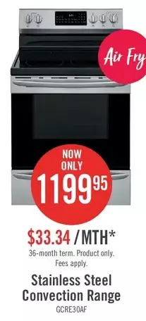 The Brick Frigidaire gallery 5.7 cu. ft. air fry electric range - gcre306caf offer