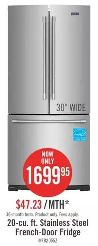 The Brick Maytag 20 cu. ft. french-door refrigerator - mfb2055frz offer