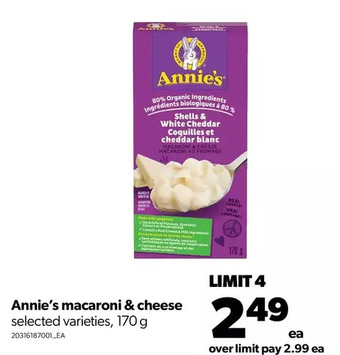 Real Canadian Superstore Annie's macaroni & cheese offer