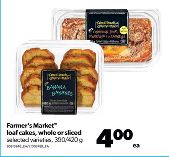 Real Canadian Superstore Farmer's market loaf cakes, whole or sliced offer