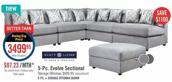 The Brick Evolve linen-look fabric 5-piece modular sectional with 4 armless chairs | ottoman offer