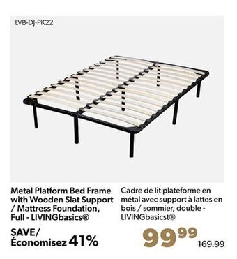 Shopper+ Metal platform bed frame with wooden slat support / mattress foundation, full - livingbasics offer