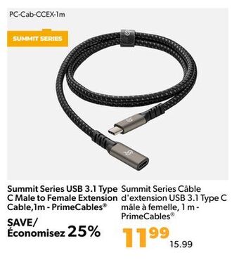 Shopper+ Summit series usb 3.1 type c male to female extension cable,1m - primecables offer