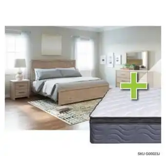 Aaron's Senniberg 7 - piece queen bedroom set w/ 9.5" pillow top medium plush mattress, foundation, & protective cases offer