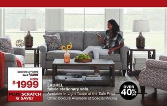 La Z Boy Laurel fabric stationary sofa offer