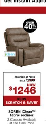 La Z Boy Soren iclean™ fabric recliner offer
