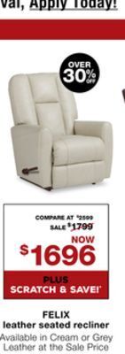 La Z Boy Felix leather seated recliner offer