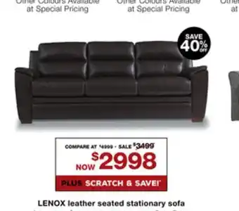 La Z Boy Lenox leather seated stationary sofa offer