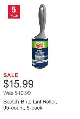 Costco Scotch-brite lint roller, 95-count, 5-pack offer