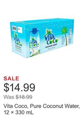 Costco Vita coco, pure coconut water, 12 × 330 ml offer