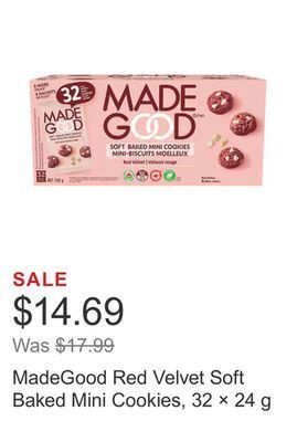 Costco Madegood red velvet soft baked mini cookies, 32 × 24 g offer