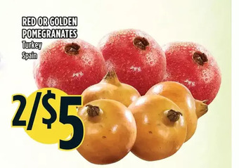 Marché Adonis Red or golden pomegranates offer