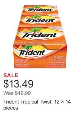 Costco Trident tropical twist, 12 × 14 pieces offer