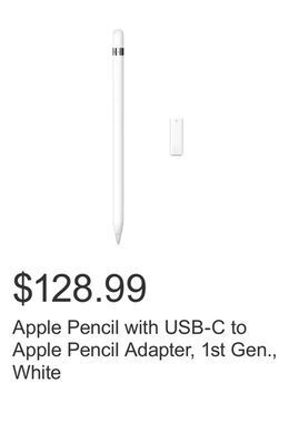 Costco Apple pencil with usb-c to apple pencil adapter, 1st gen., white offer
