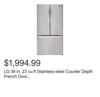 Costco Lg 36 in. 23 cu.ft stainless-steel counter depth french door refrigerator with smudge resistant finish offer
