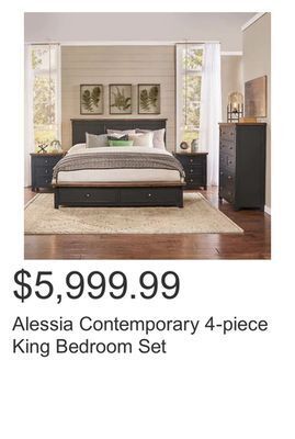 Costco Alessia contemporary 4-piece king bedroom set offer