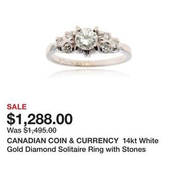 TSC Stores 14kt white gold diamond solitaire ring with stones offer