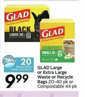 Safeway Glad large or extra large waste or recycle bags offer