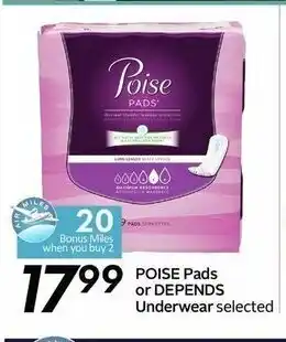 Poise pads or depends underwear
