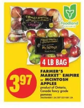 No Frills Farmer's market empire or mcintosh apples offer
