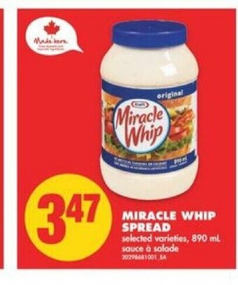 No Frills Miracle whip spread offer