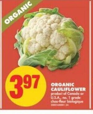 No Frills Organic cauliflower offer