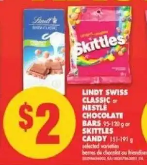 No Frills Lindt swiss classic nestlé chocolate bars skittles candy offer