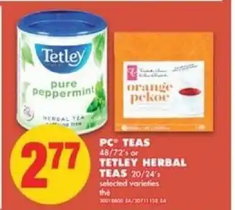 No Frills PC teas tetley herbal teas offer