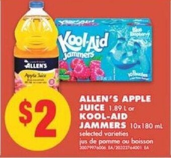 No Frills Allen's apple juice offer