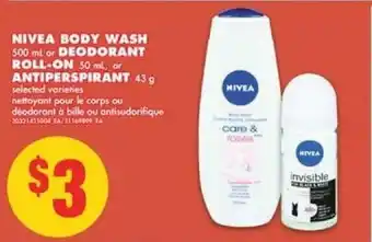 No Frills Nivea body wash deodorant roll-on antiperspirant offer