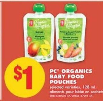 No Frills PC organics baby food pouches offer
